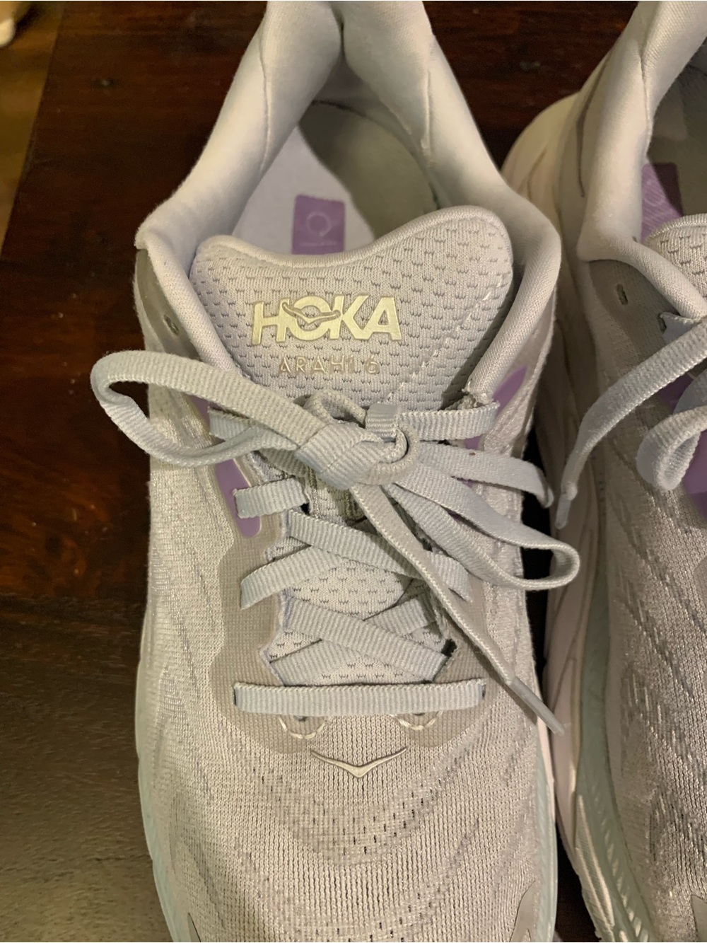 Hoka Women's Light Gray Athletic Shoes with Lavender Accents - Picture 2 of 9